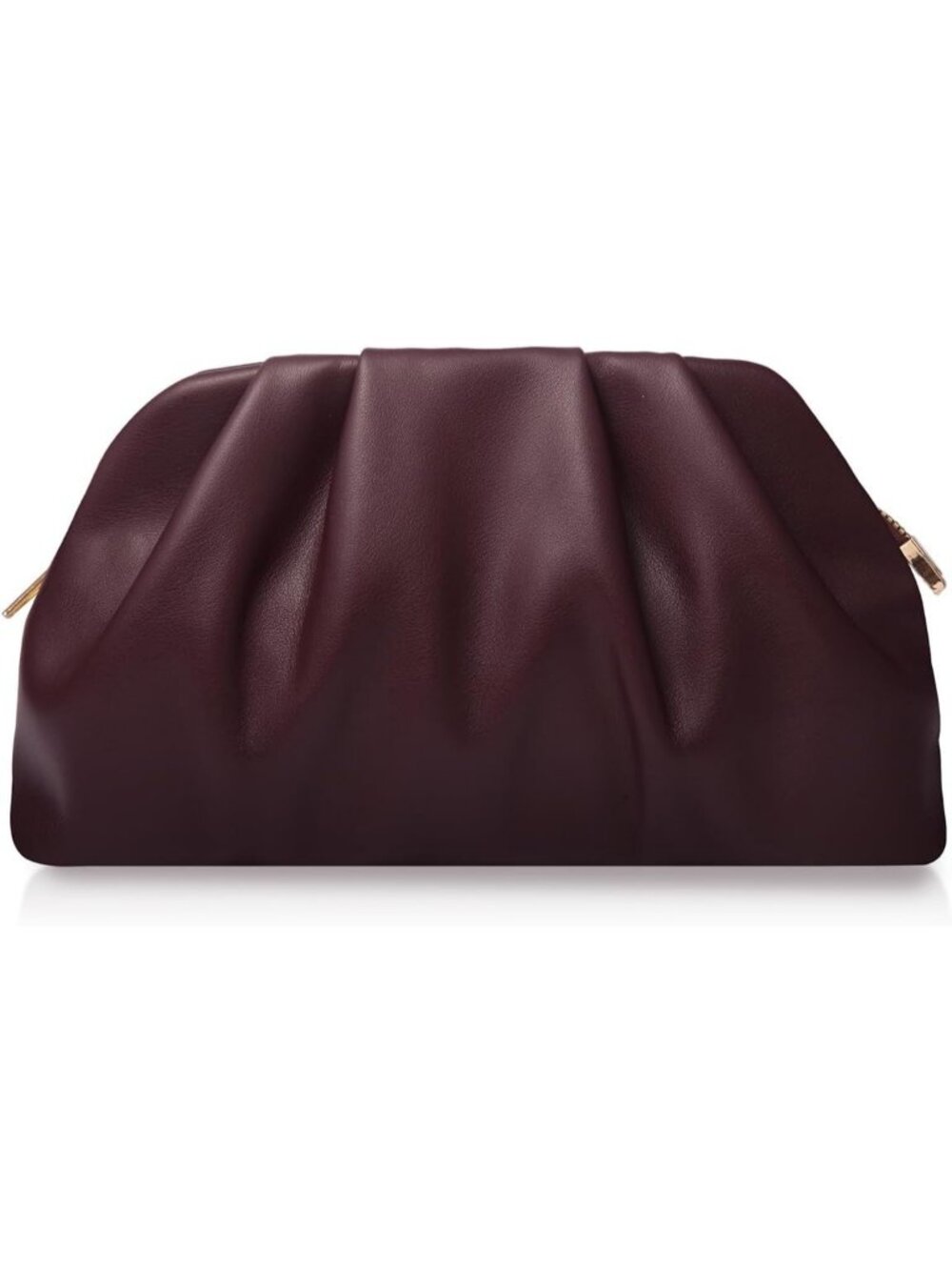 Women's Burgundy Soft Pleated Pu Clutch Purse Elegant Evening Wedding Bag